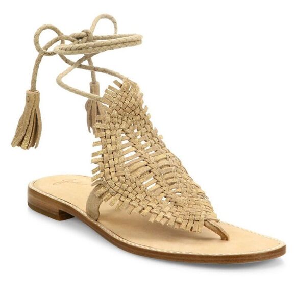 Joie Kacia huarache tan suede lace up sandals - Picture 1 of 9